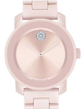 Movado Blush Pink Ceramic Bracelet Watch with Crystal Dot